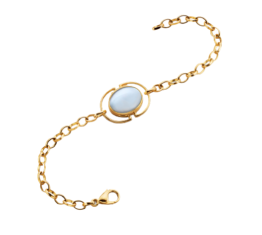 Yellow Gold Locket Bracelet Blu/Topaz