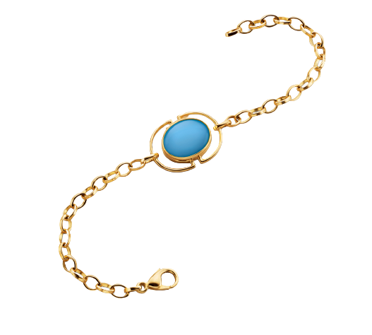Yellow Gold Locket Bracelet Turq/Topaz