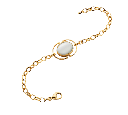 Yellow Gold Locket Bracelet Rock/Cryst