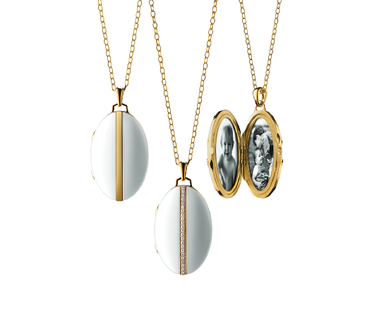 Yellow Gold Oval White Ceramic