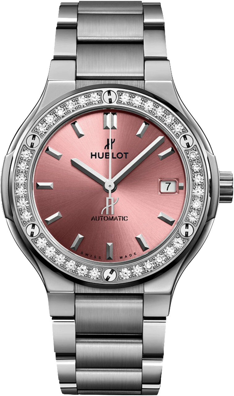 CLASSIC FUSION PINK TITANIUM BRACELET DIAMONDS 38MM