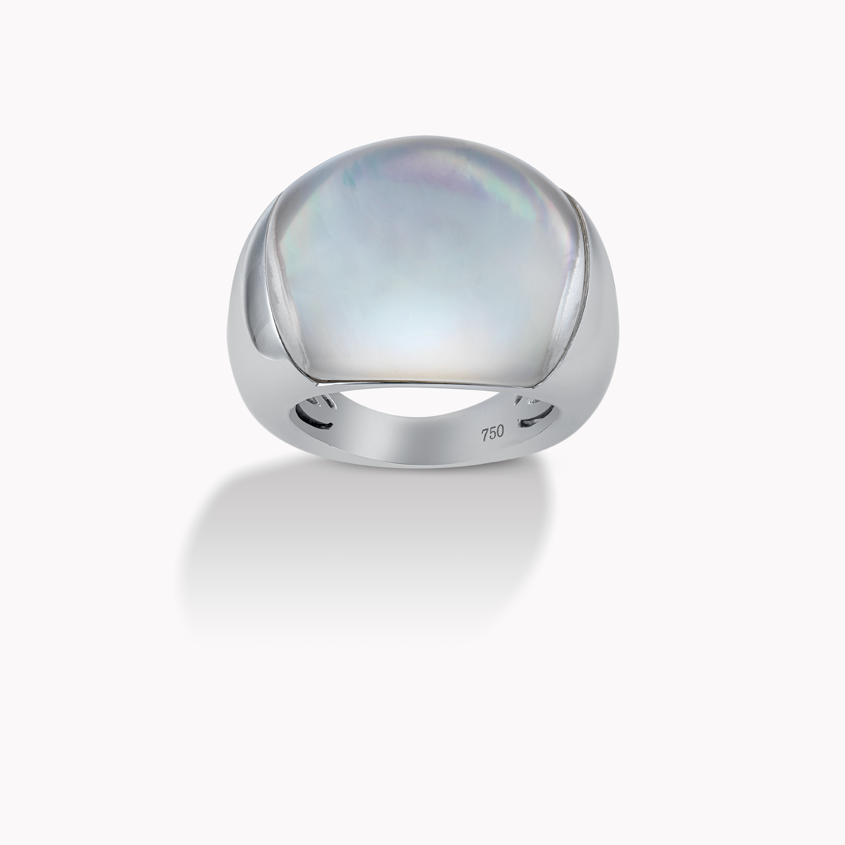 18kt White Gold Mother of Pearl and Quartz Ring