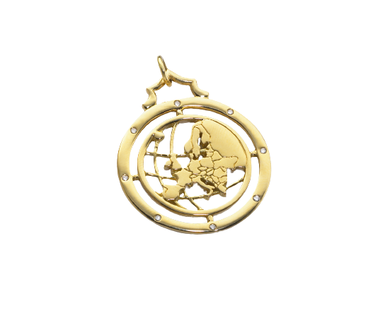 Yellow Gold Europe Continent Charm