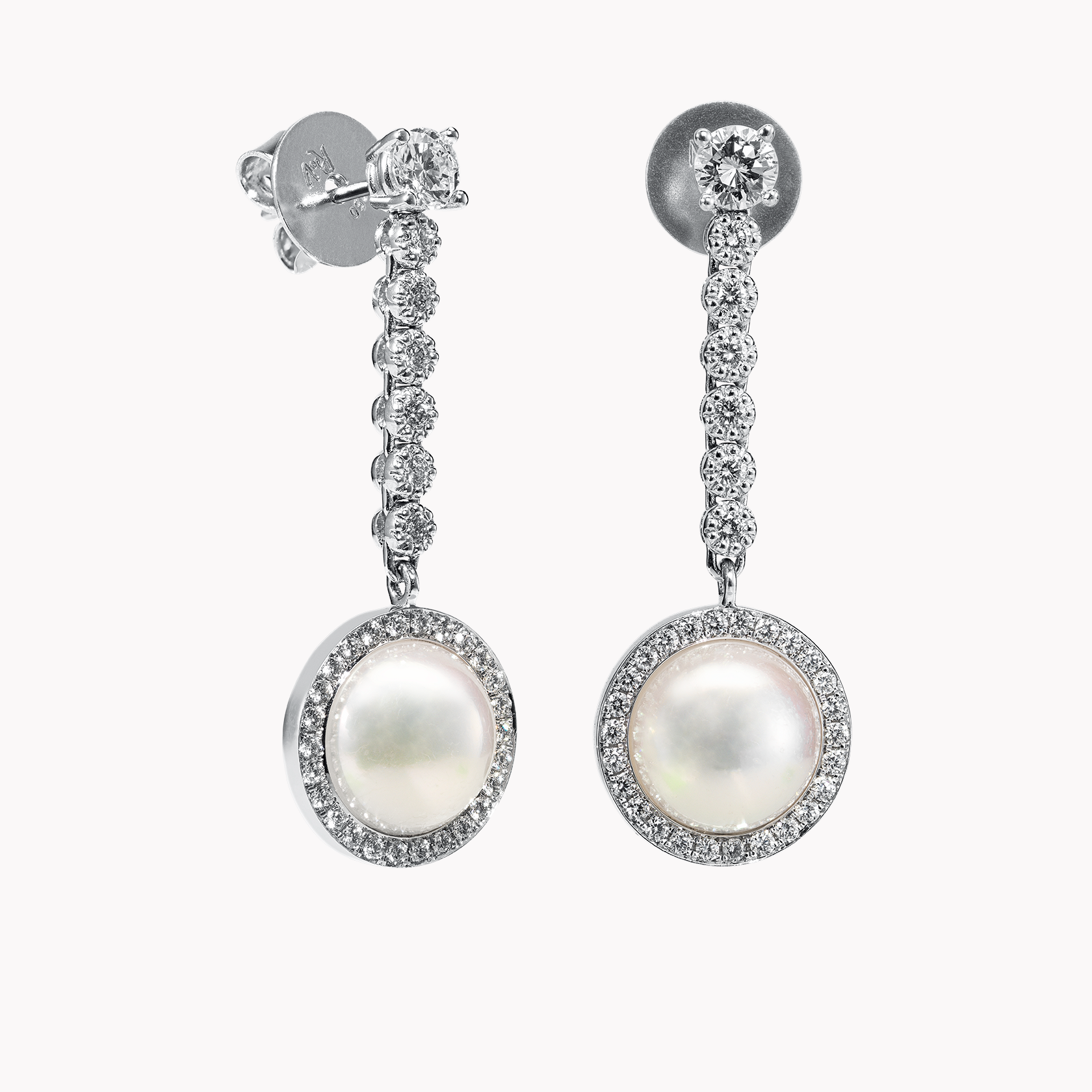 18kt White Gold Pearl and Diamond Earrings