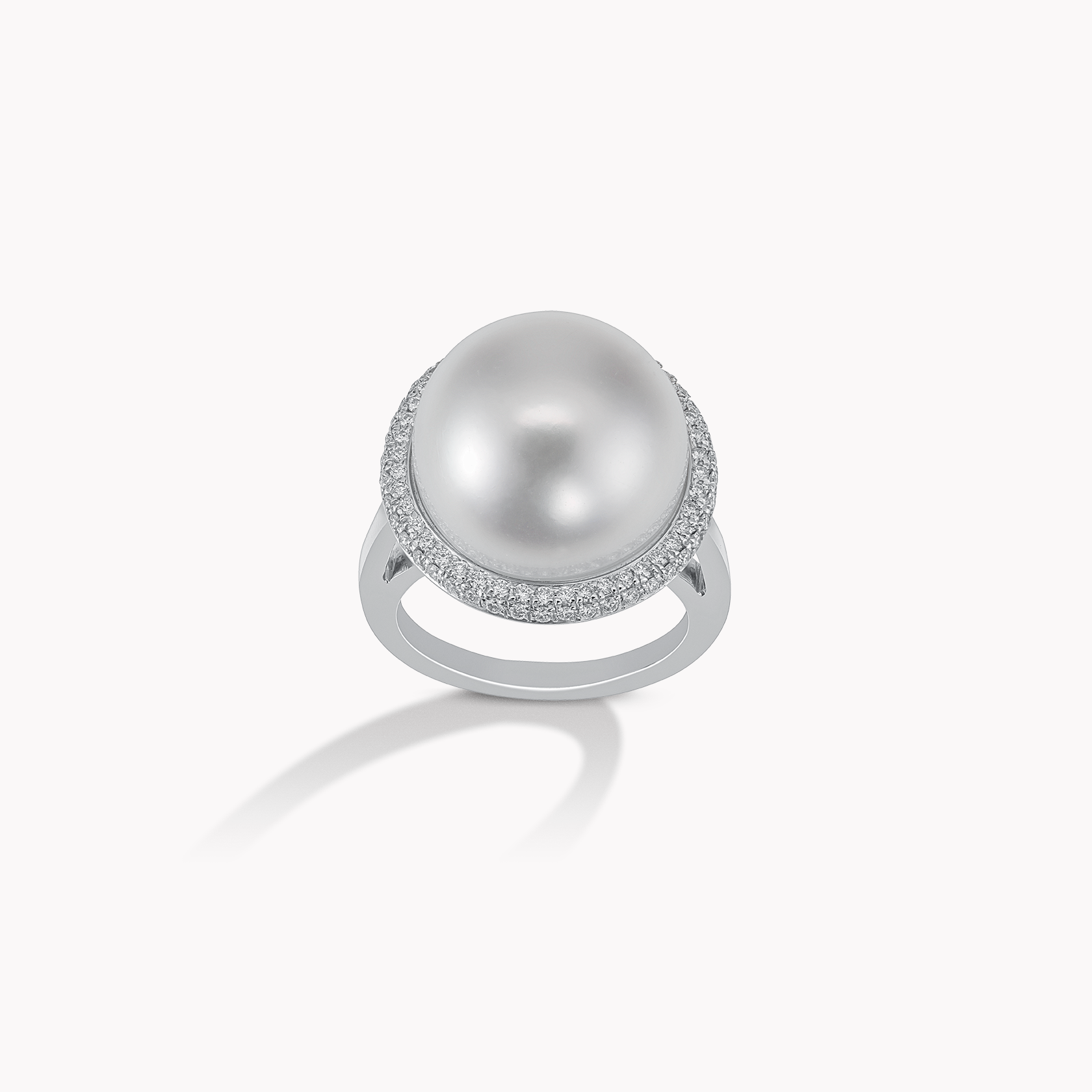 18kt White Gold South Sea and Diamond Ring