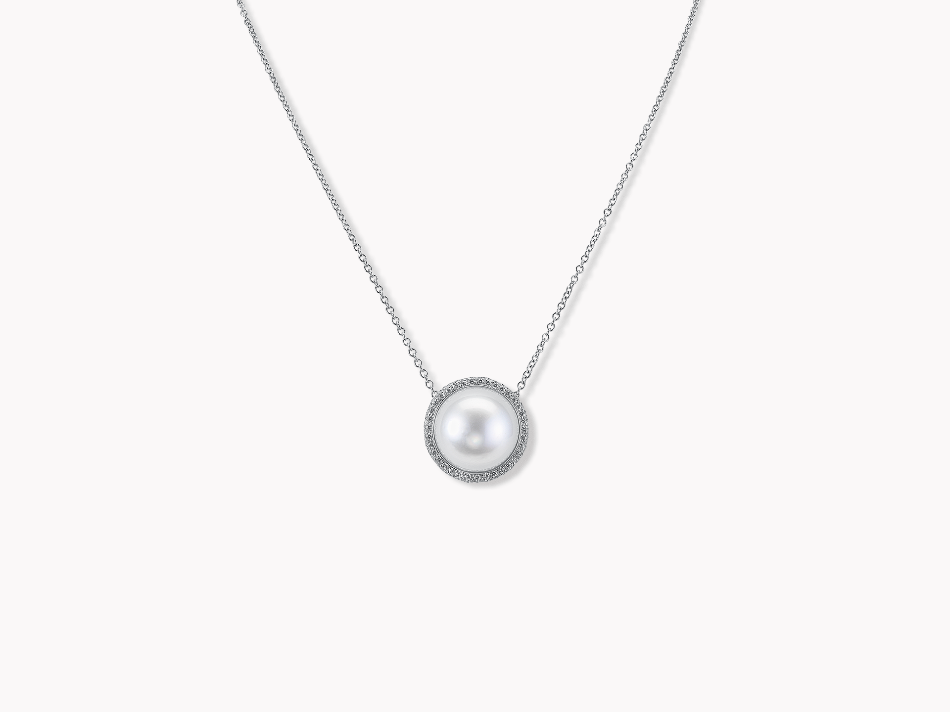 18kt White Gold South Sea and Diamond Necklace