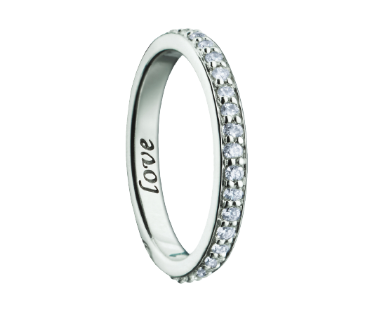 White Gold "Love" Poesy Pave Diamond