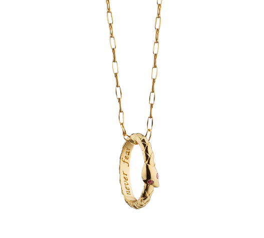 Yellow Gold Snake "Never Fear" Rubies